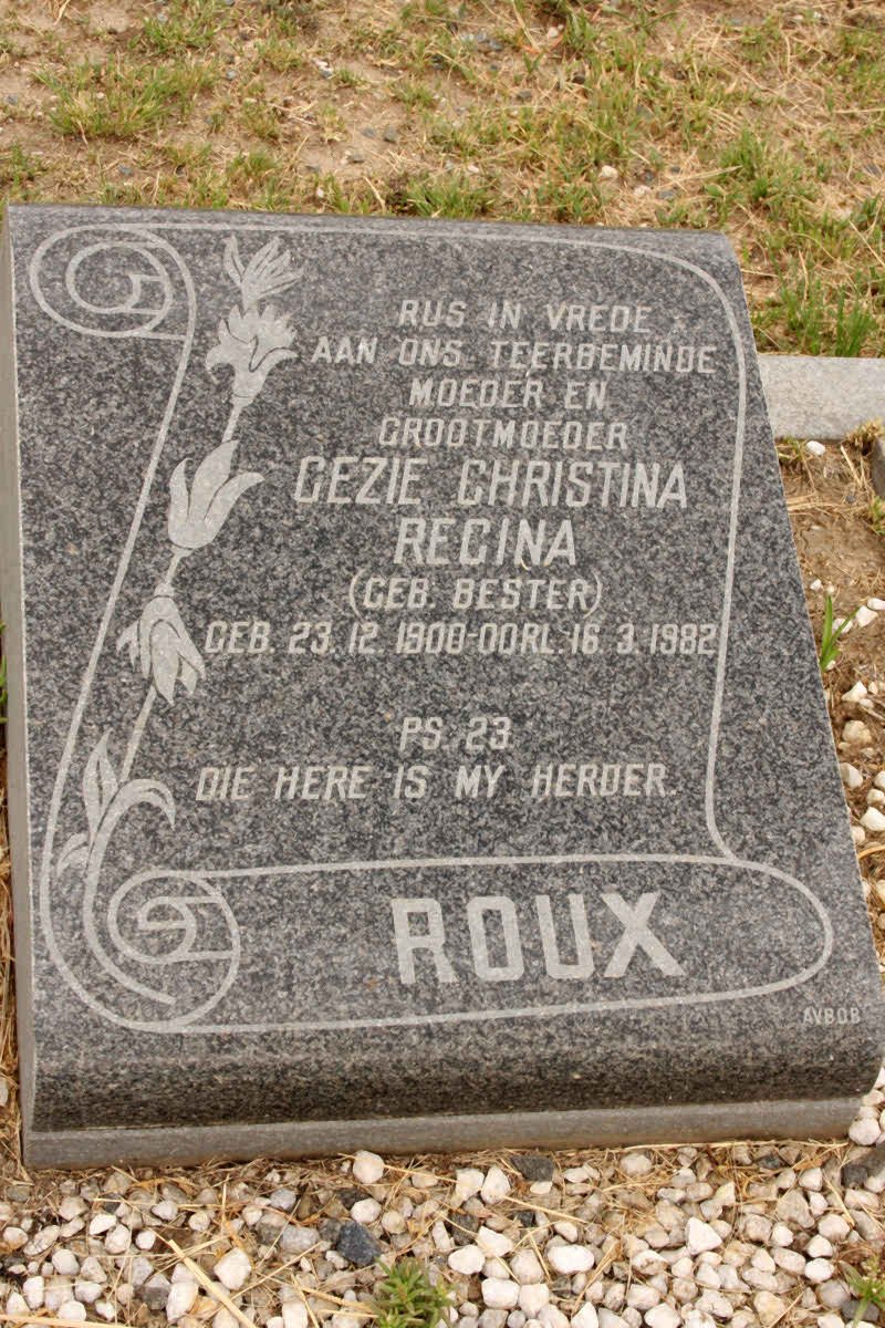 ROUX Gezie Christina Regina nee BESTER 1900-1982