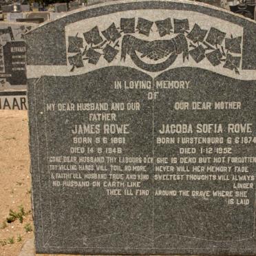 ROWE James 1861-1948 &amp; Jacoba Sofia FURSTENBURG 1874-1952
