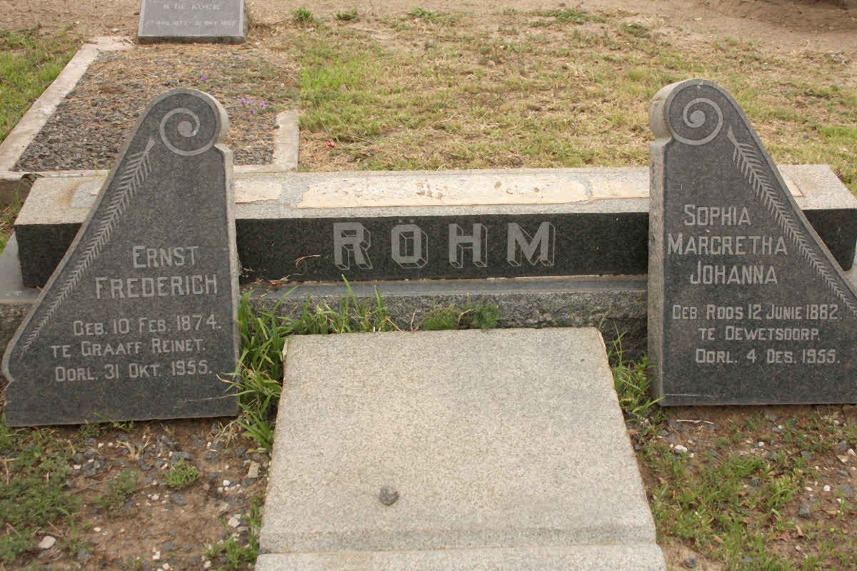 RÖHM Ernst Frederich 1874-1955 &amp; Sophia Margaretha Johanna ROOS 1882-1955