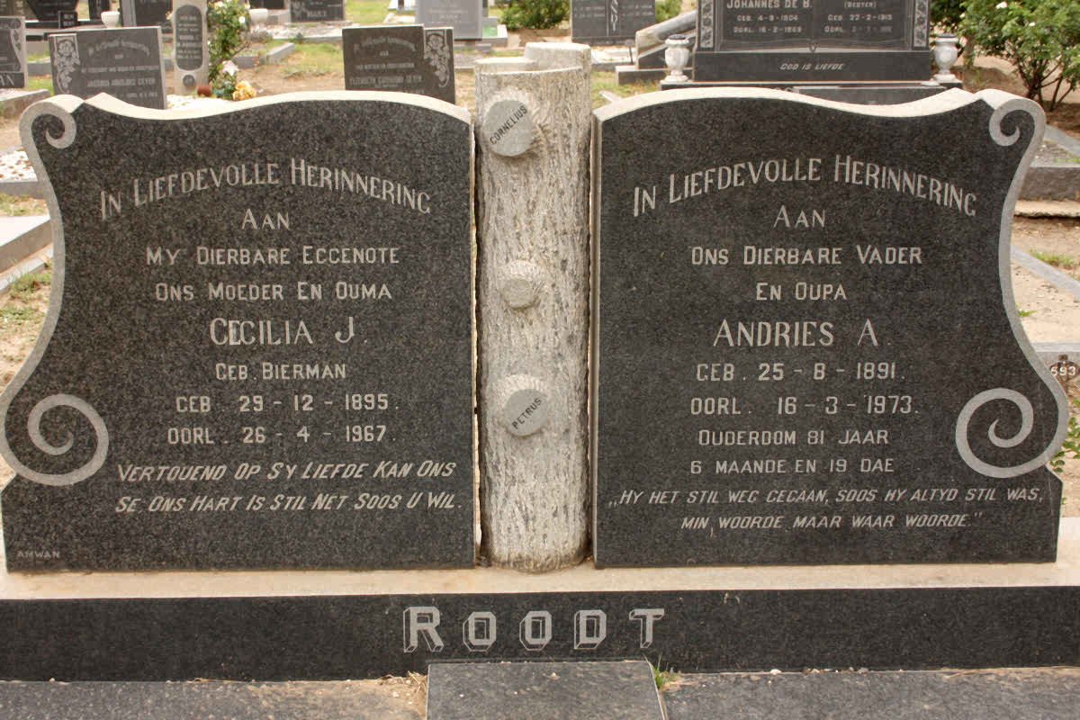 ROODT Andries A. 1891-1973 &amp; Cecilia J. BIERMAN 1895-1967