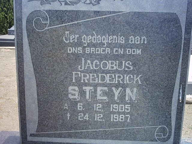 STEYN Jacobus Frederick 1905-1987