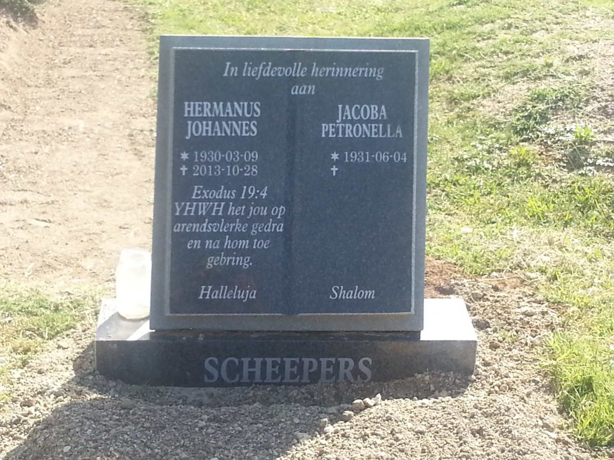 SCHEEPERS Hermanus Johannes 1930-2013 &amp; Jacoba Petronella 1931-