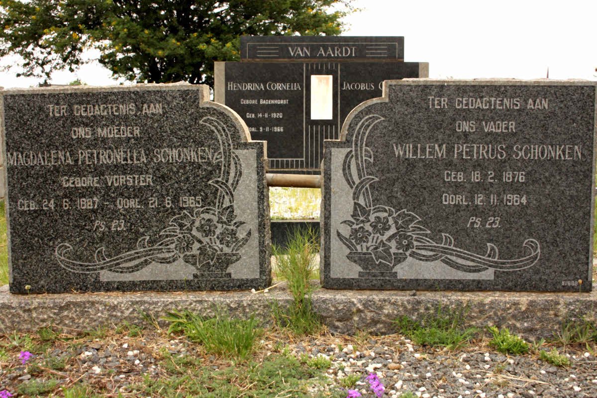 SCHONKEN Willem Petrus 1876-1964 &amp; Magdalena Petronella VORSTER 1887-1965