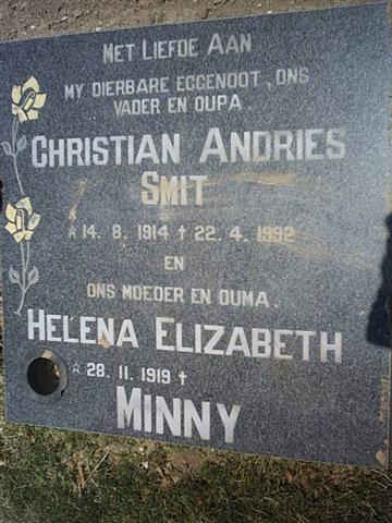 SMITH Christian Andries 1914-1992 &amp; Helena Elizabeth Nee MINNY 1919-??