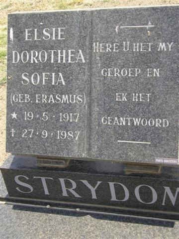 STRYDOM Elsie Dorothea Sofia nee ERASMUS 1917-1987