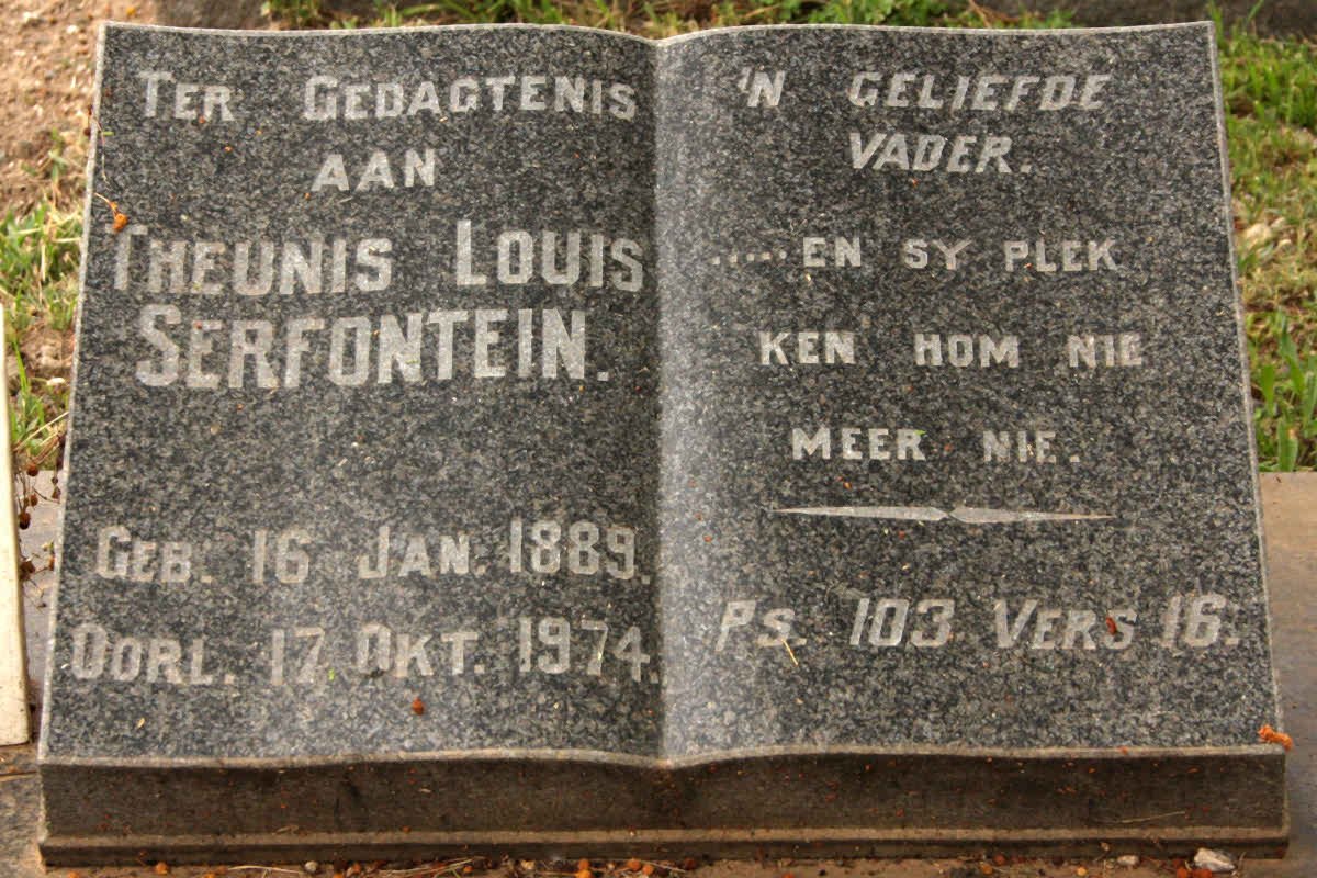 SERFONTEIN Theunis Louis 1889-1974