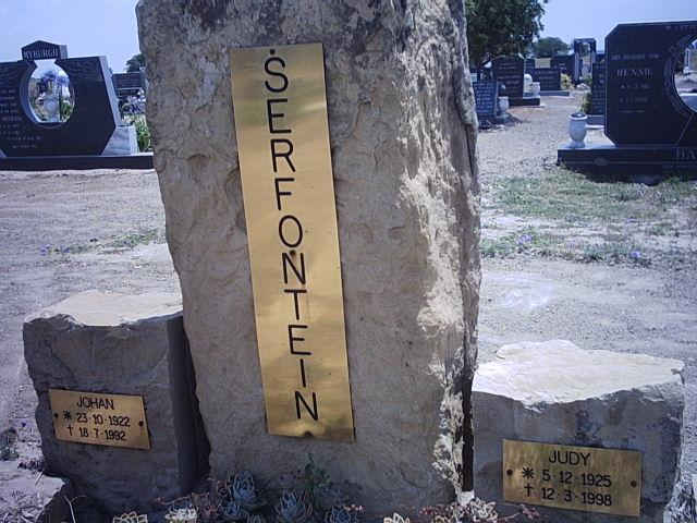 SERFONTEIN Johan 1922-1992 &amp; Judy 1925-1998