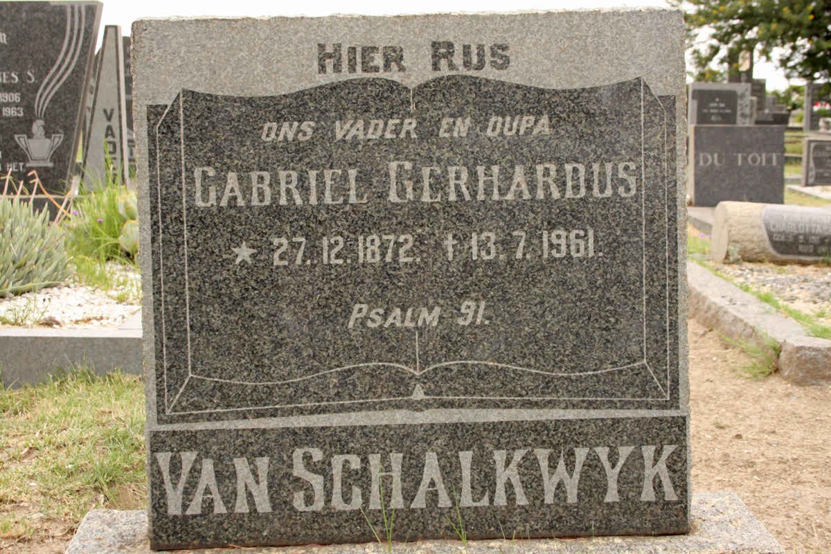 SCHALKWYK Gabriel Gerhardus, van 1872-1961