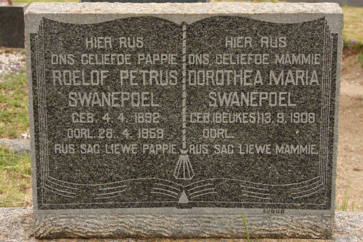 SWANEPOEL Roelof Petrus 1892-1959 &amp; Dorothea Maria BEUKES 1908-