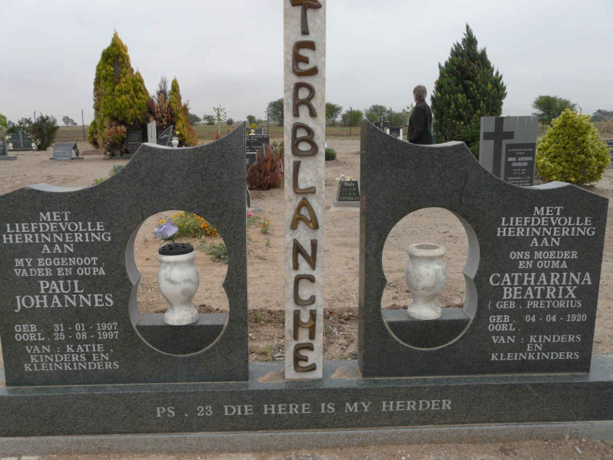 TERBLANCHE Paul Johannes 1907-1997 &amp; Catharina Beatrix PRETORIUS 1920-