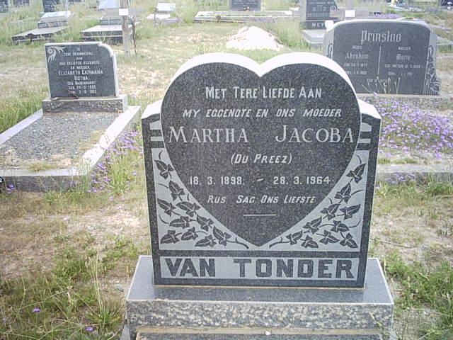 TONDER Martha Jacoba, van nee DU PREEZ 1898-1964