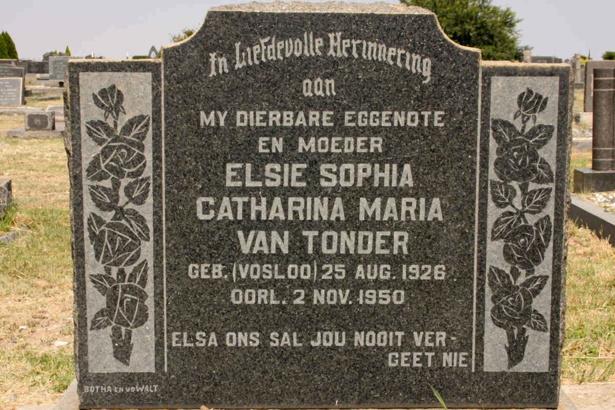 TONDER Elsie Sophia Catharina Maria, van nee VOSLOO 1926-1950