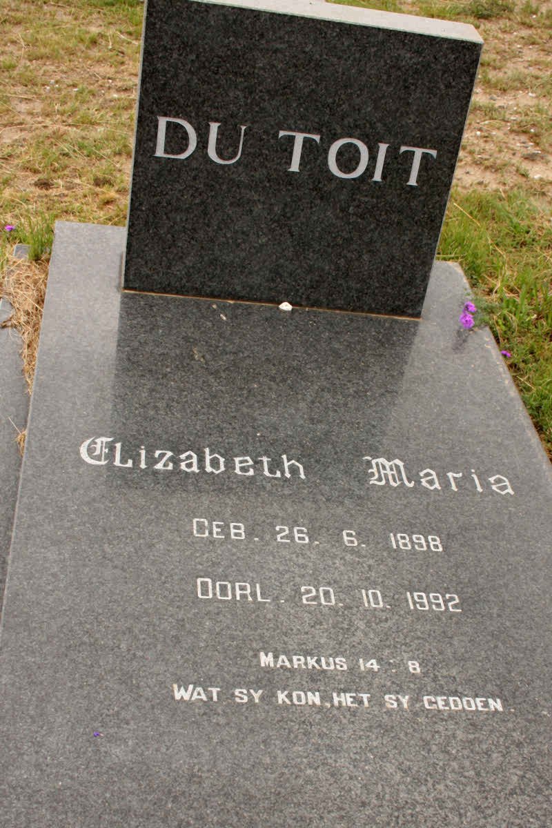 TOIT Elizabeth Maria, du 1898-1992