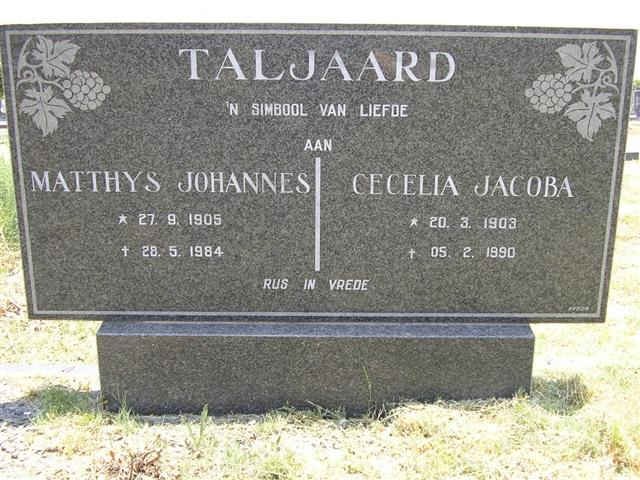 TALJAARD Matthys Johannes 1905-1984 &amp; Cecelia Jacoba 1903-1990