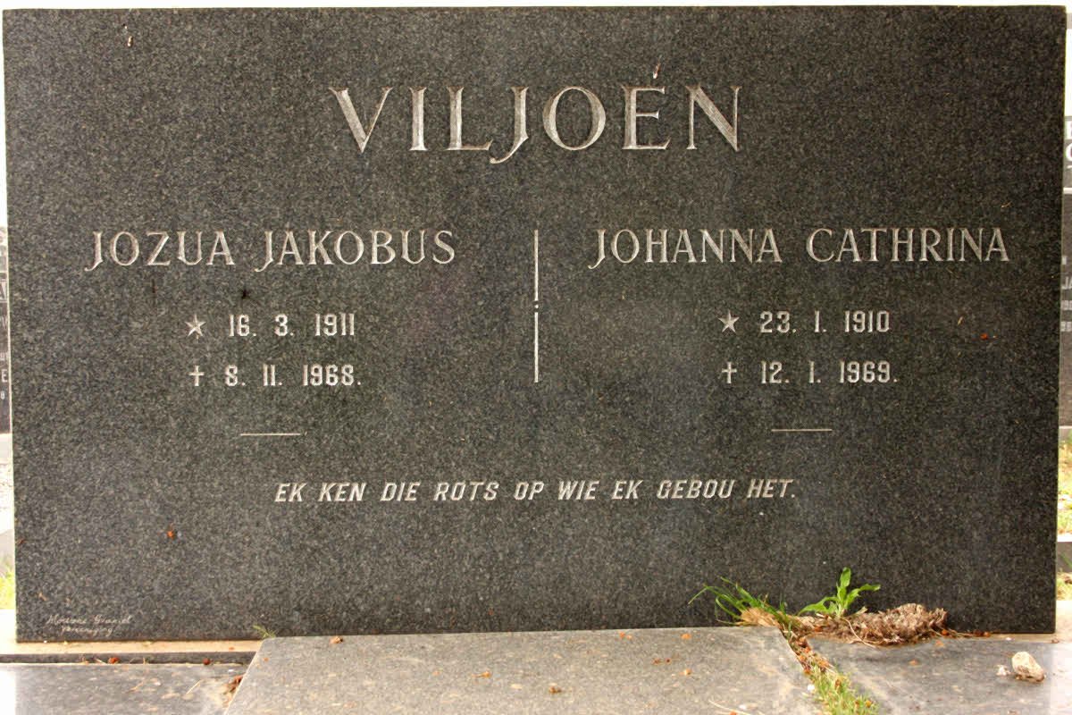 VILJOEN Jozua Jakobus 1911-1968 &amp; Johanna Cathrina 1910-1969