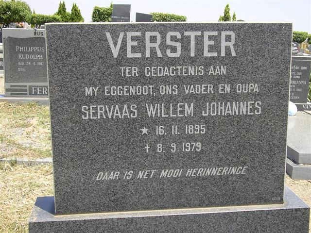 VERSTER Servaas Willem Johannes 1895-1979