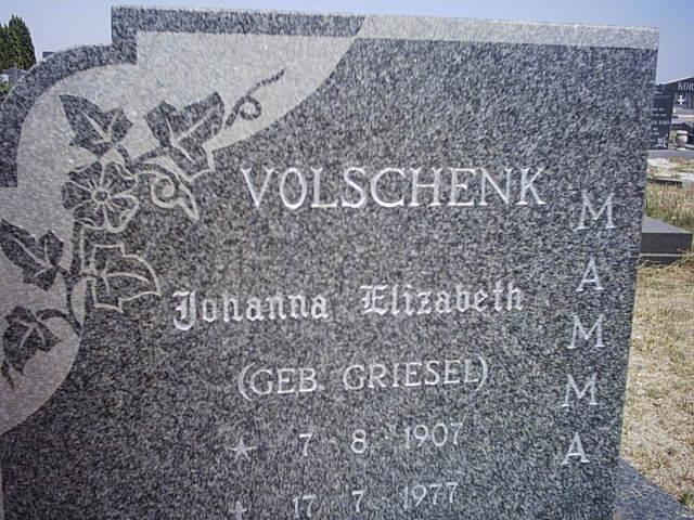 VOLSCHENK Johanna Elizabeth nee GRIESEL 1907-1977
