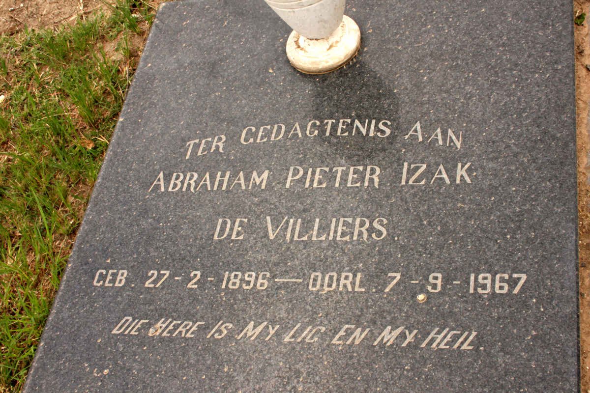 VILLIERS Abraham Pieter Izak, de 1896-1967