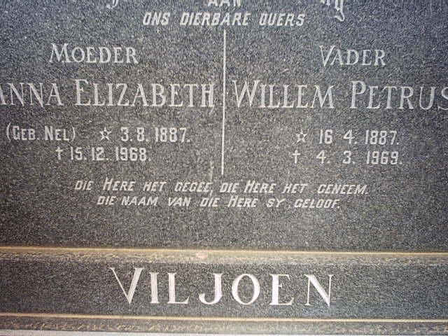 VILJOEN Willem Petrus 1887-1969 &amp; Anna Elizabeth NEL 1887-1968