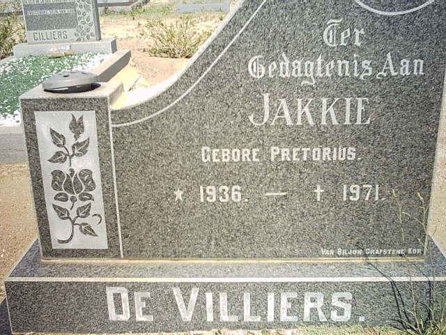 VILLIERS Jakkie, de nee PRETORIUS 1936-1971