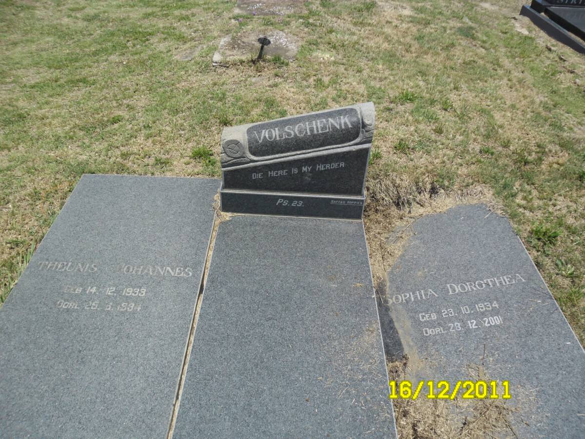 VOLSCHENK Theunis Johannes 1933-1984 &amp; Sophia Dorothea 1934-2001