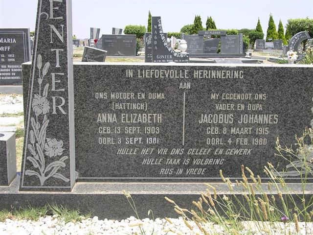 VENTER Jacobus Johannes 1915-1980 &amp; Anna Elizabeth HATTINGH 1903-1981