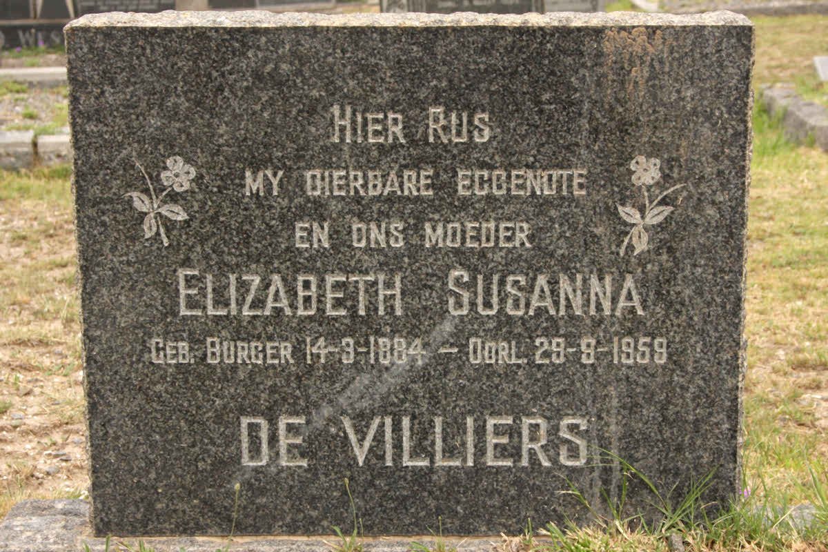 VILLIERS Elizabeth Susanna, de nee BURGER 1884-1959