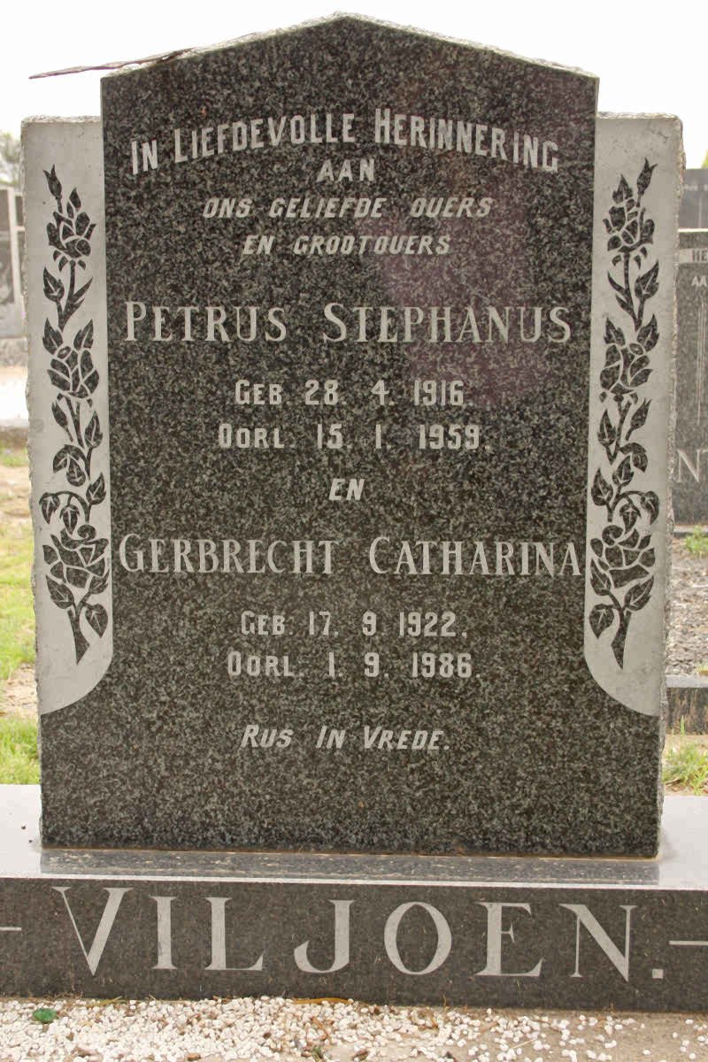 VILJOEN Petrus Stephanus 1916-1959 &amp; Gerbrecht Catharina later DE WET nee SWANEPOEL 1922-1986