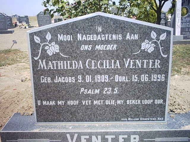 VENTER Mathilda Cecilia, nee JACOBS 1909-1996