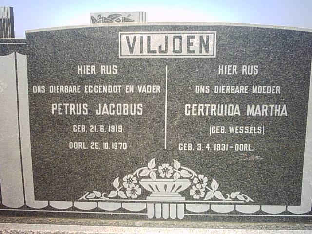 VILJOEN Petrus Jacobus 1919-1970 &amp; Gertruida Martha WESSELS 1931-