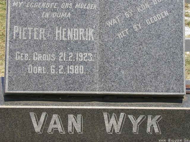 WYK Pieter Hendrik, van nee CROUS 1923-1980