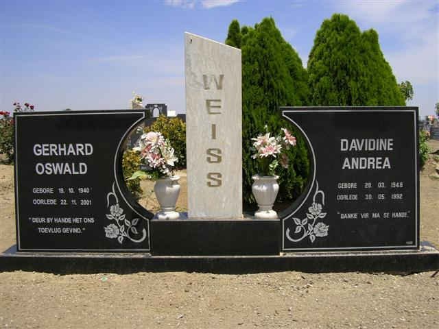 WEISS Gerhard Oswald 1940-2001 &amp; Davidine Andrea 1948-1992