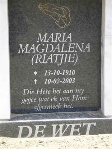 WET Maria Magdalena, de 1910-2003