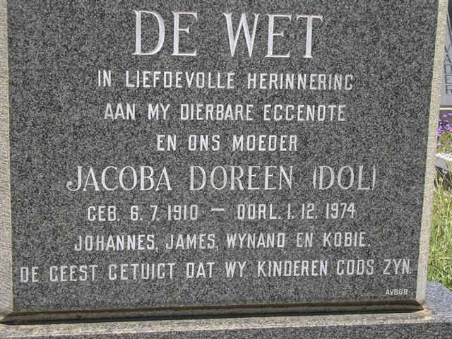 WET Jacoba Doreen, de 1910-1974