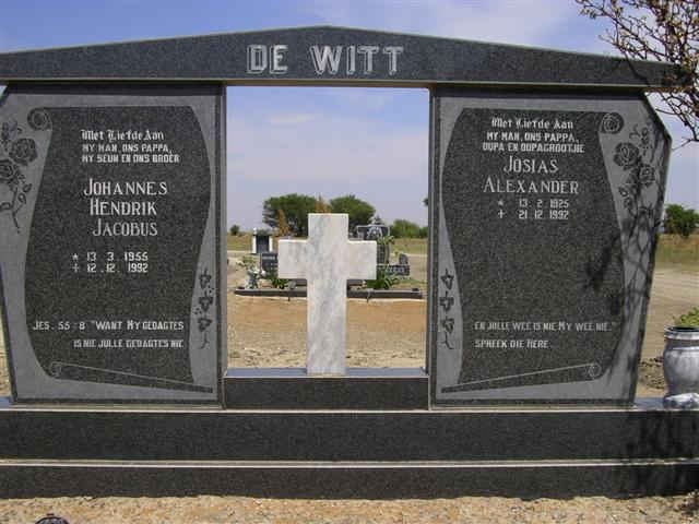 WITT Johannes Hendrik Jacobus, de 1955-1992 :: DE WITT Josias Alexander 1925-1992