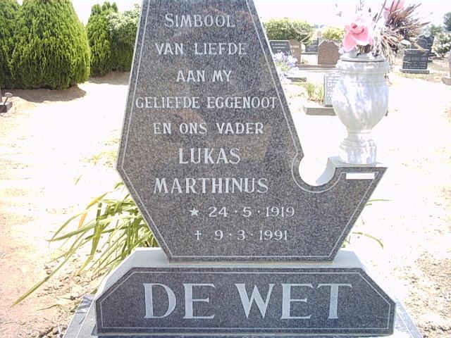 WET Lukas Marthinus, de 1919-1991