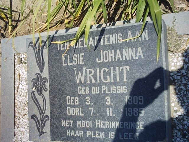 WRIGHT Elsie Johanna nee DU PLISSIS 1909-1985