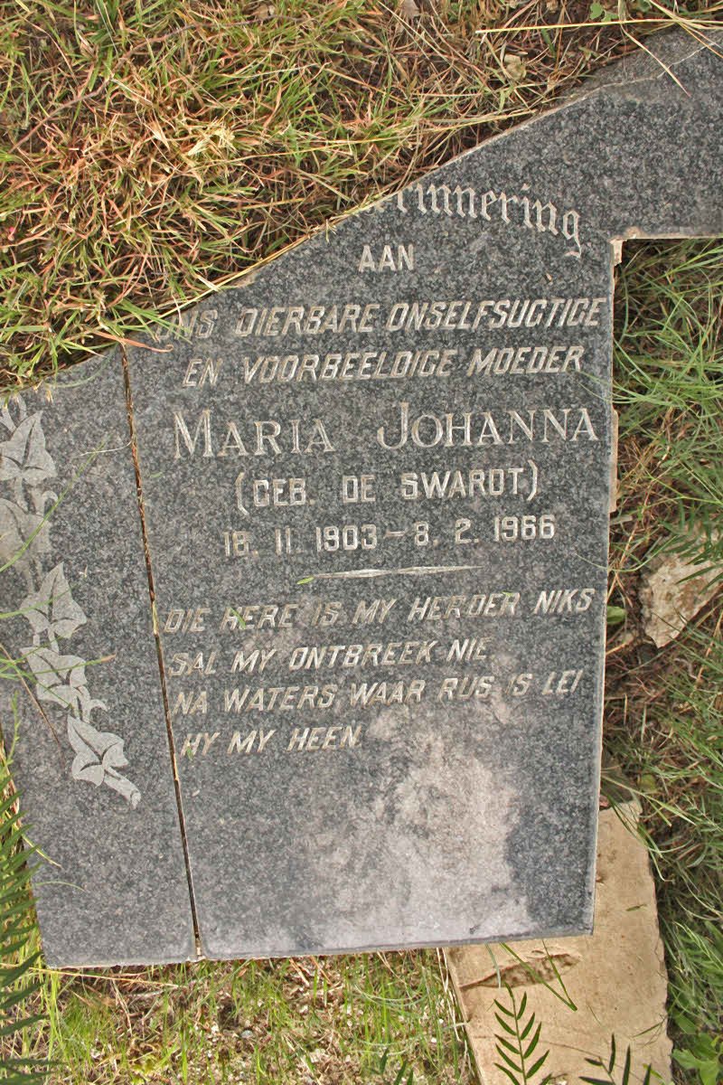 ? Maria Johanna nee DE SWARDT 1903-1966
