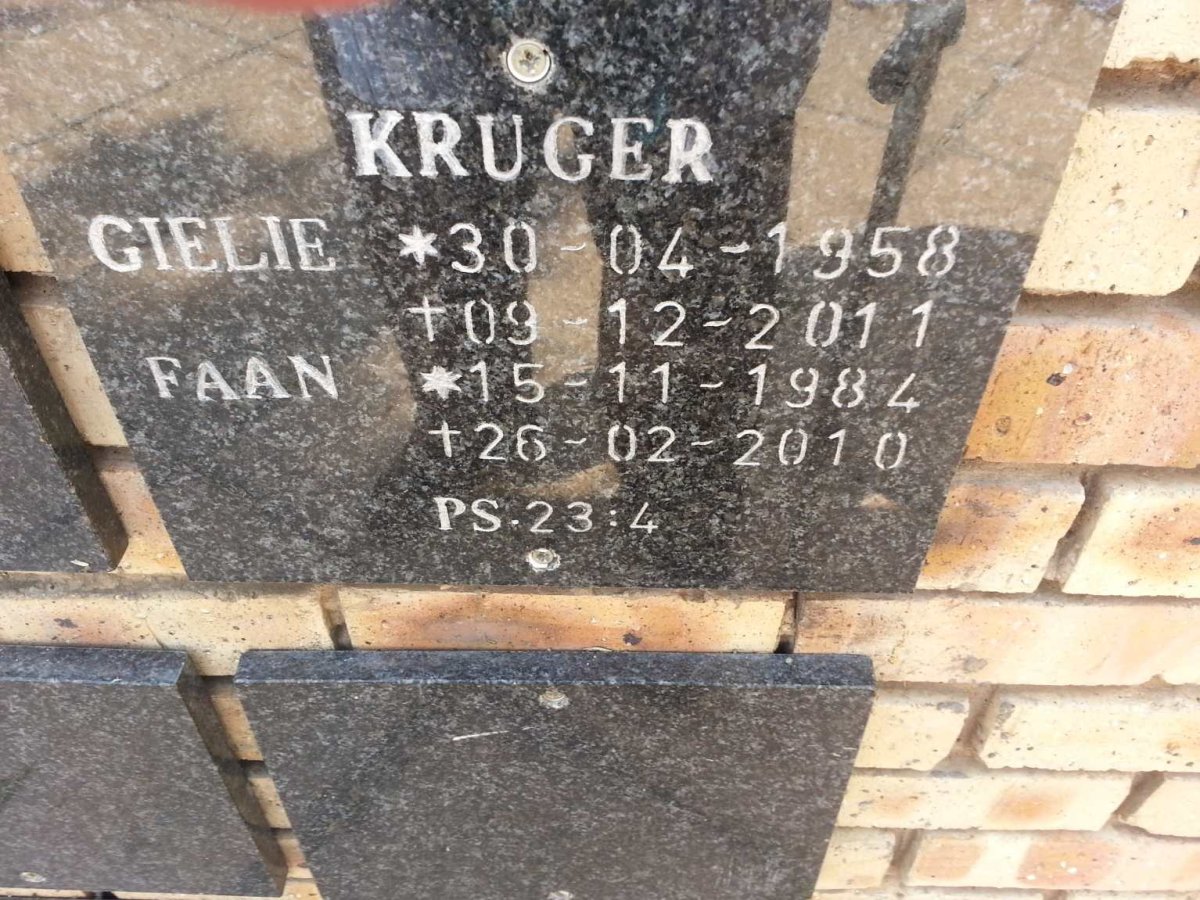 KRUGER Gielie 1958-2011 :: KRUGER Faan 1984-2010