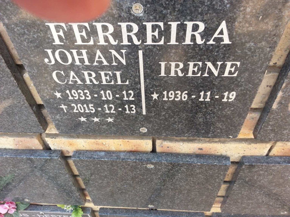 FERREIRA Johan Carel 1933-2015 &amp; Irene 1936-