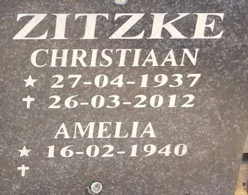 ZITZKE Christiaan 1937-2012 &amp; Amelia 1940-