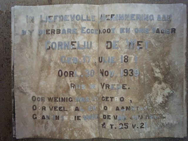 WET Cornelius, de 1871-1939
