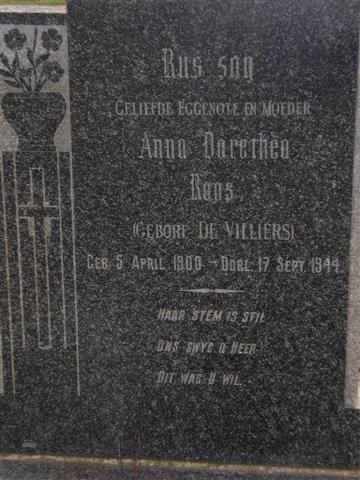 ROOS Anna Dorethea nee DE VILLIERS 1900-1944