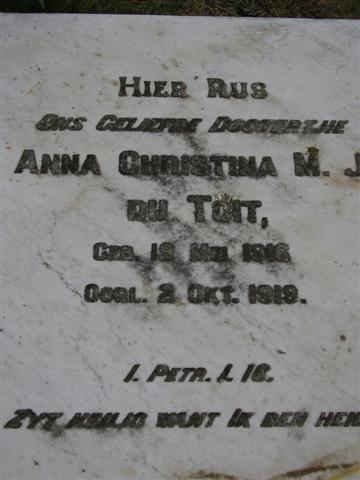 TOIT Anna Christina M.J., du 1916-1919