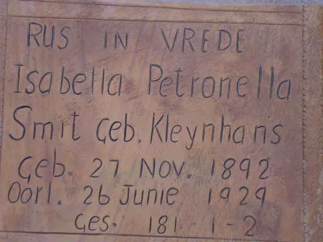 SMIT Isabella Petronella nee KLEYNHANS 1892-1929
