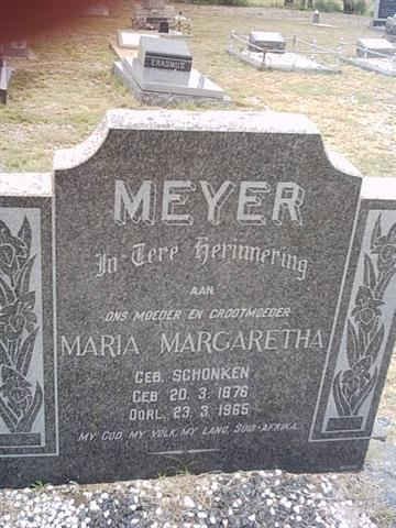 MEYER Maria Margaretha nee SCHONKEN 1876-1965