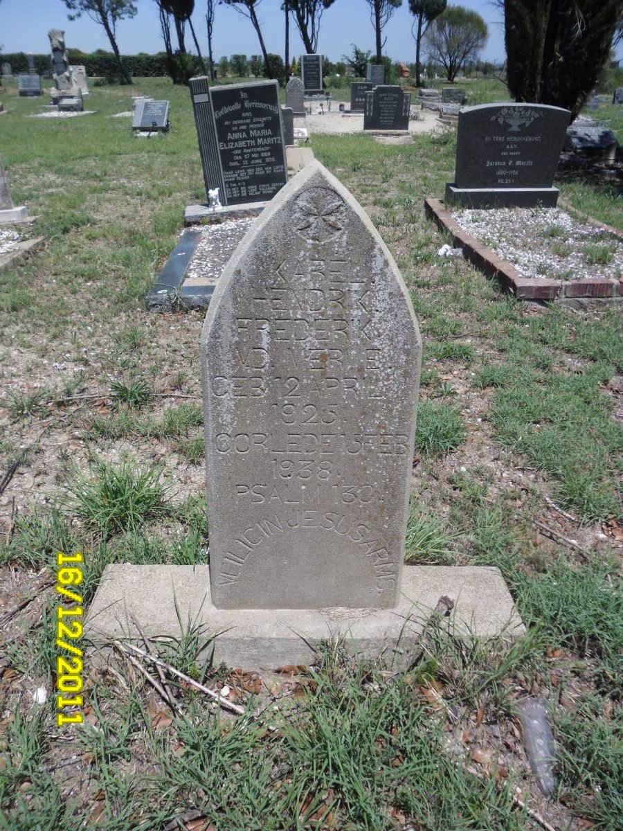 MERWE Karel Hendrik Frederik, v.d. 1925-1938