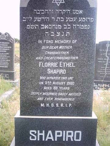 SHAPIRO Florrie Ethel -1980