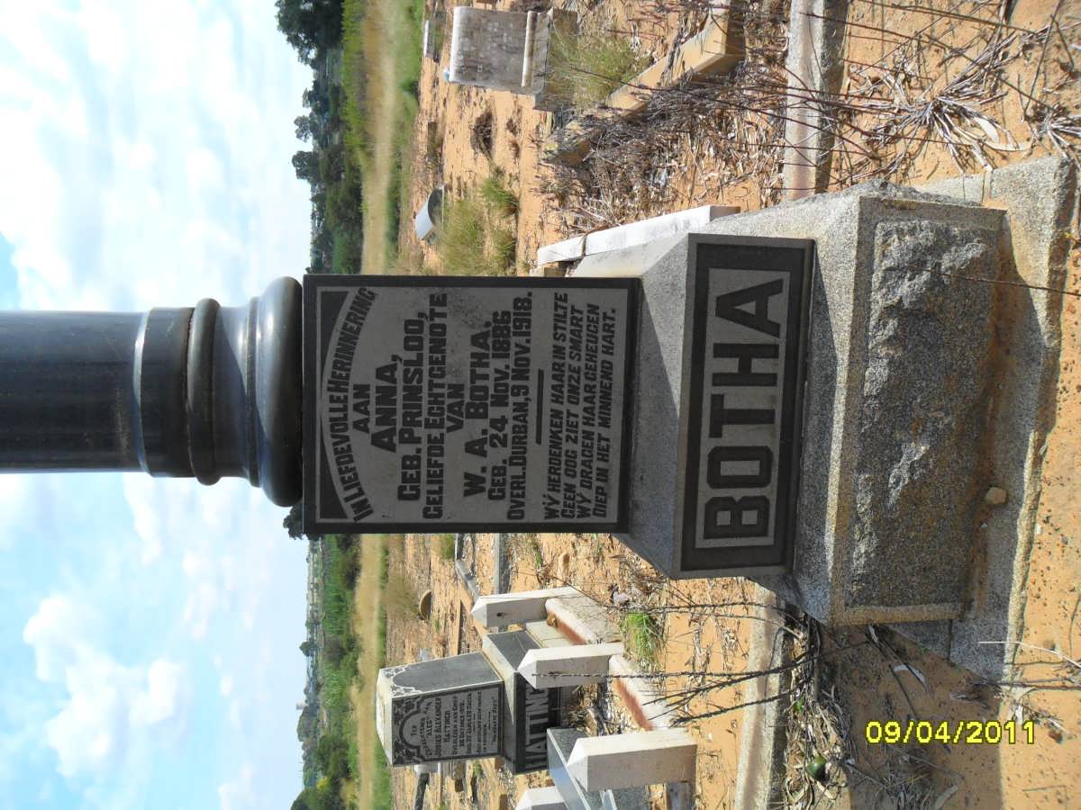BOTHA Anna nee PRINSLOO 1886-1918