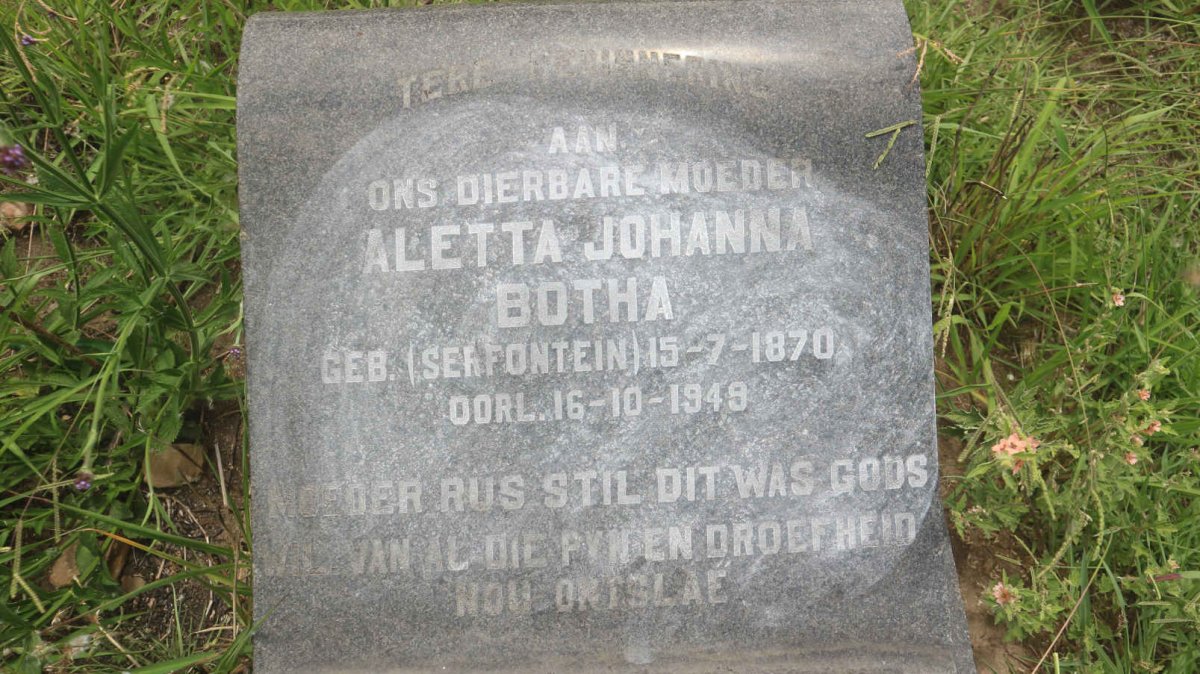 BOTHA Aletta Johanna nee SERFONTEIN 1870-1949